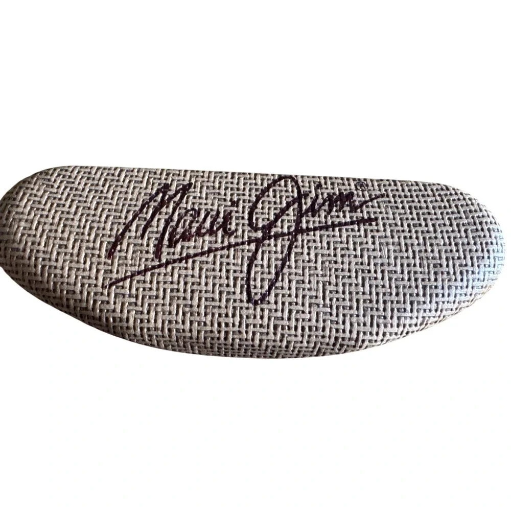 Maui Jim Woven Basketweave Hard Shell Sunglasses Case Tan Brown Clamshell